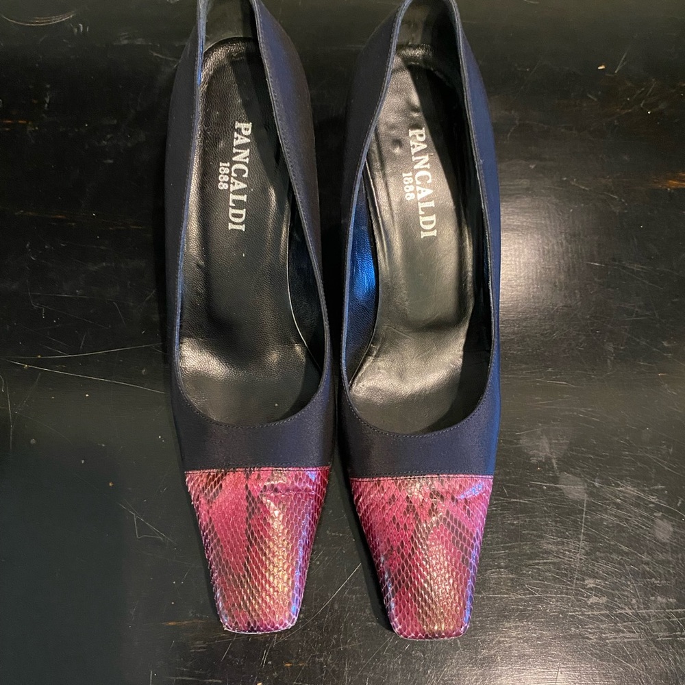 Pancaldi Vintage Pumps Satin And Python Size7.5 - image 3